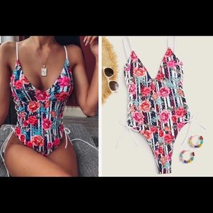 Flowered bathing suit